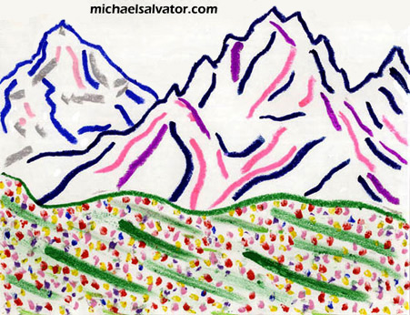 Drawing: UNNAMED PEAKS, Alpine Flowers, Rocky Mountains