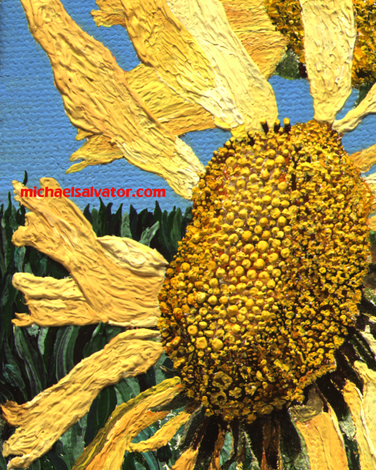 Painting: Left Alpine Sunflower Detail, WILD BUNCH, oil on canvas
